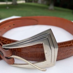 Alligator Belt w 925 Sterling Silver Buckle 28